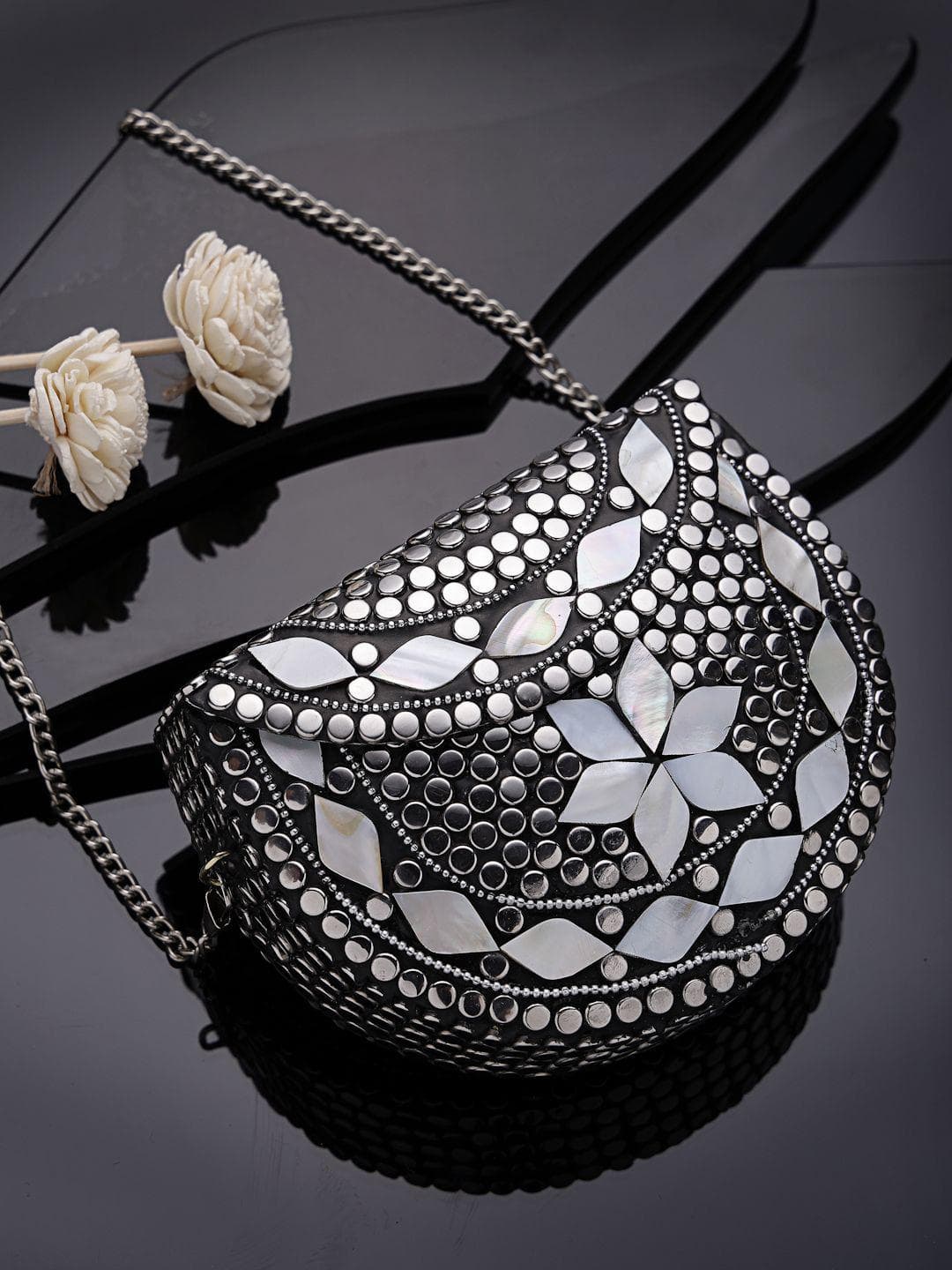 Anekaant Embellished Half Moon Clutch