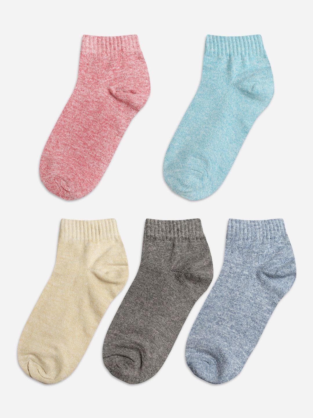 Texlon Kids Pack Of 5 Patterned Cotton Ankle-Length Socks