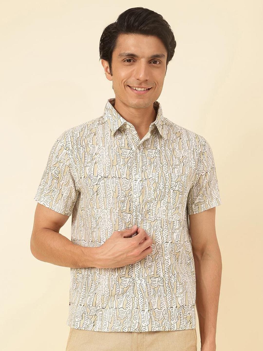 Fabindia Men Straight Abstract Printed Spread Collar Casual Shirt
