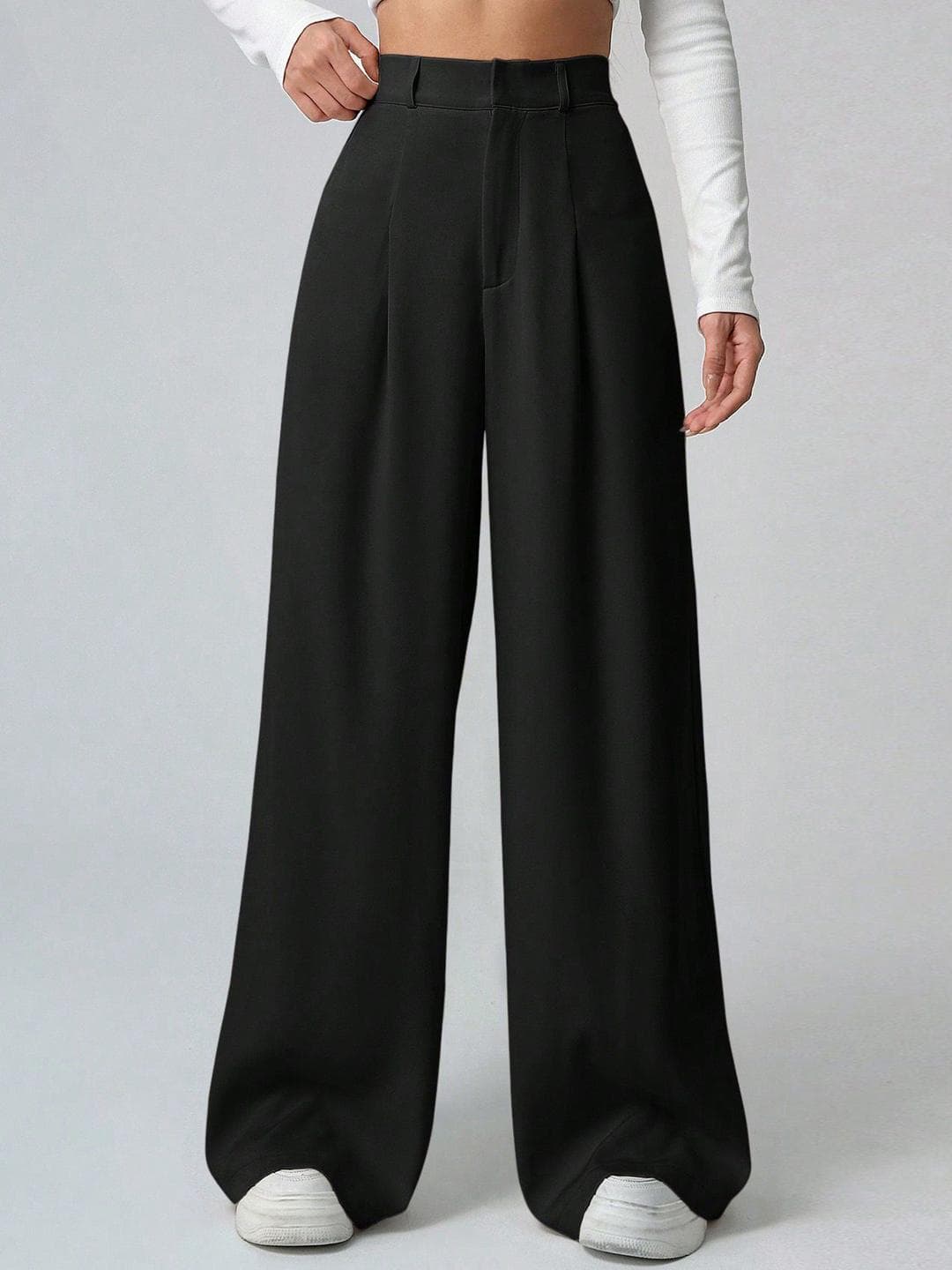 AAHWAN Women Relaxed Loose Fit High-Rise Trousers