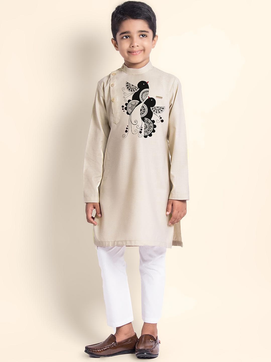 DEVOILER Screen Print Thread Work Ethnic Motifs Cotton Straight Knee Length Kurta