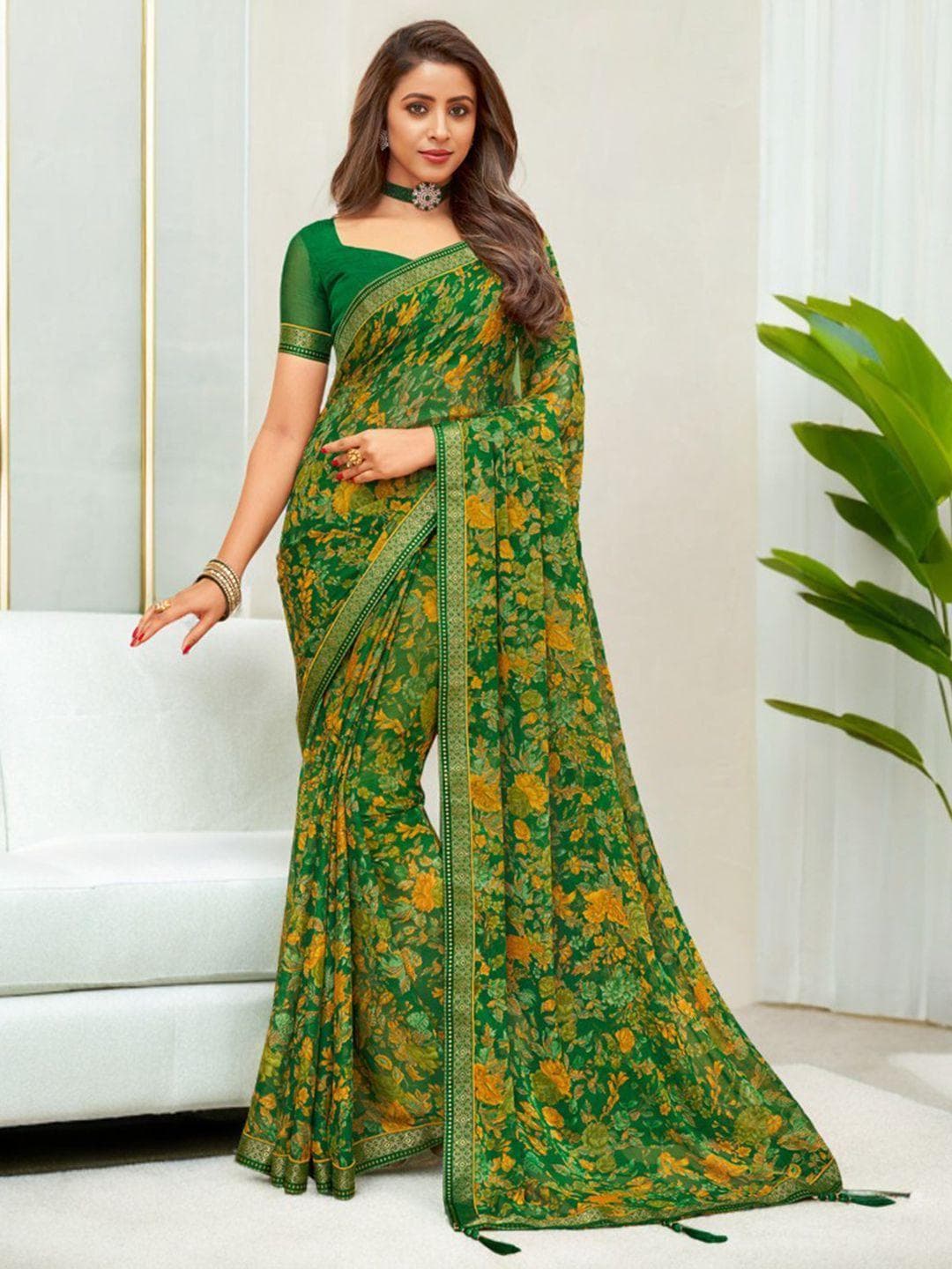 KALINI Floral Pure Chiffon Saree