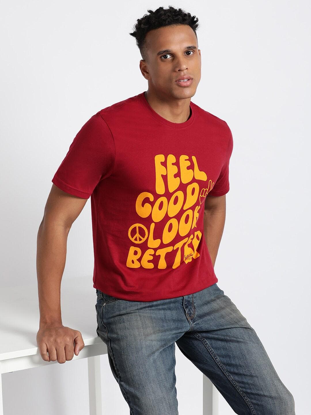 Lee Typography Printed Slim Fit Cotton T-Shirt