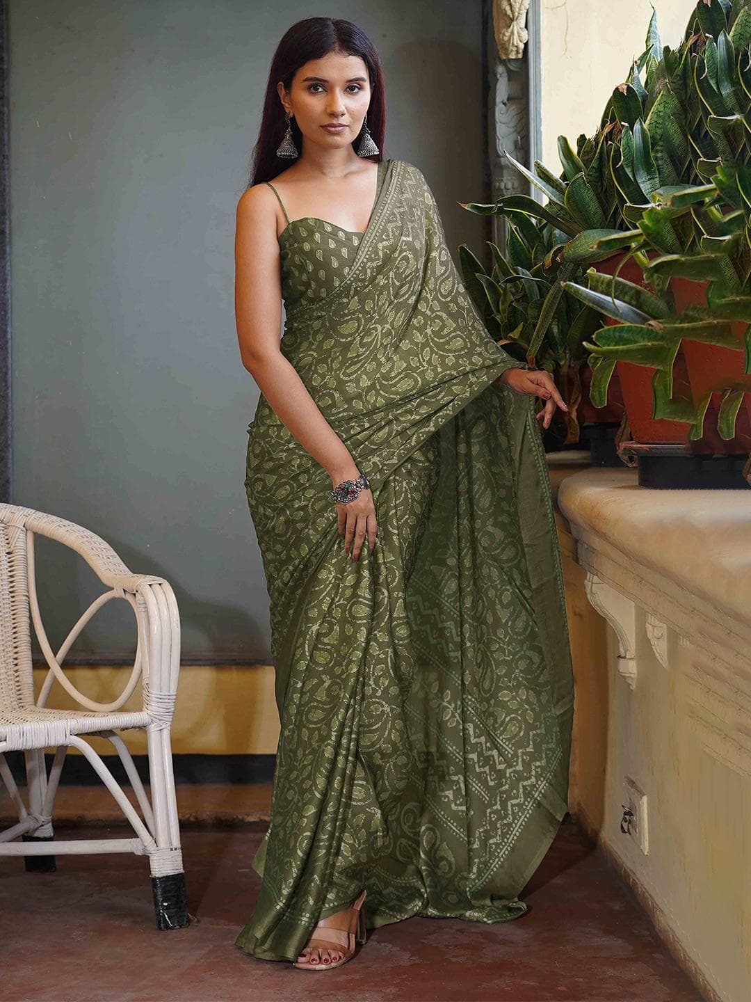 KALINI Paisley Poly Chiffon Saree