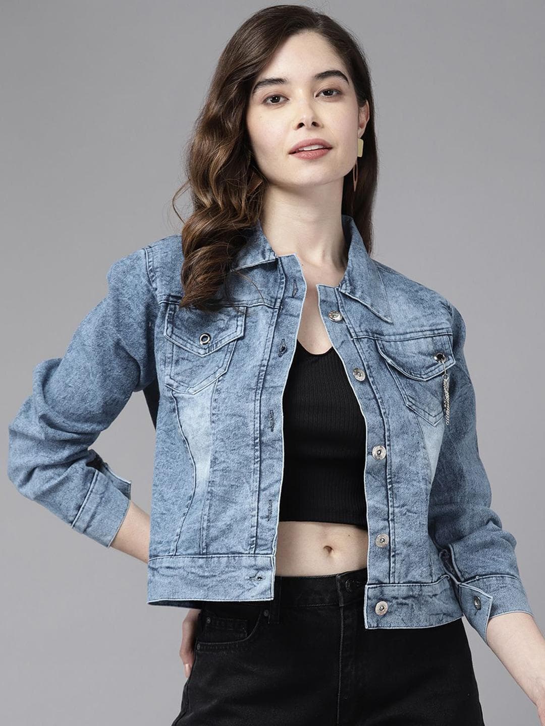 The Roadster Lifestyle Co Cotton Spread Collar Denim Jacket