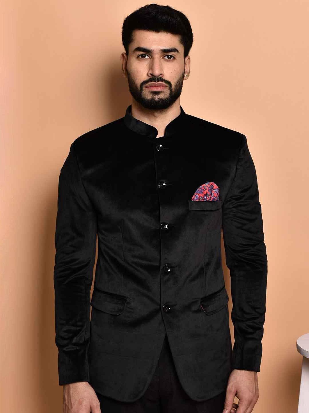 PRINTINDIA Mandarin Collar Single Breasted Formal Blazer