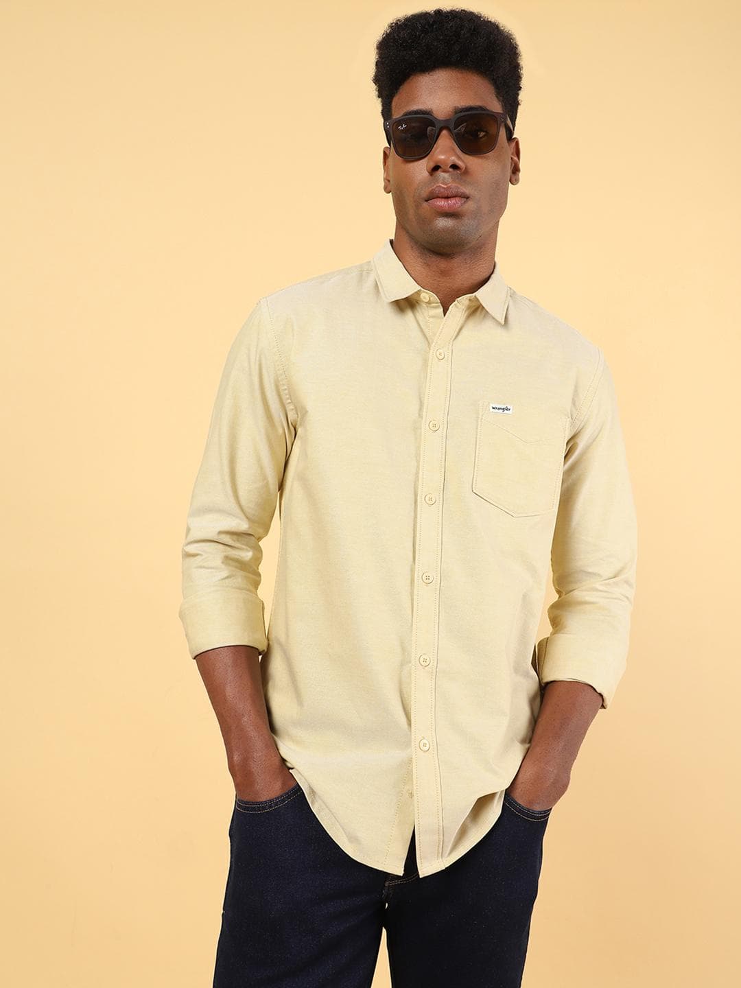 Wrangler Spread Collar Cotton Casual Shirt