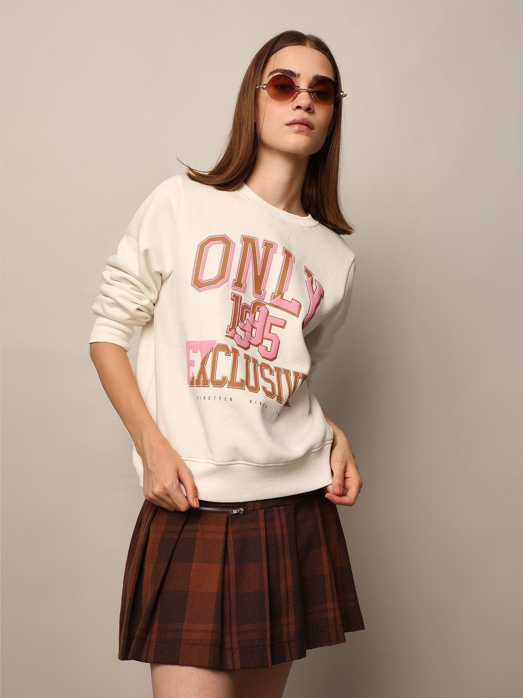 ONLY Women Cotton Typography Printed Sweatshirt