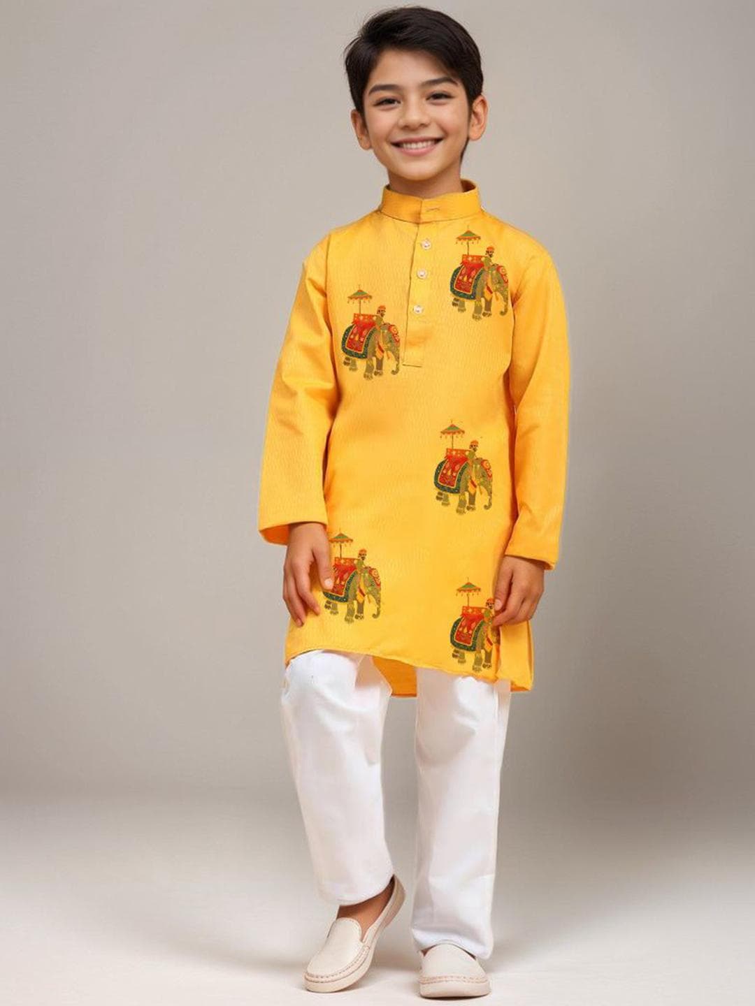 DEVOILER Boys Ethnic Motifs Printed Cotton Kurta