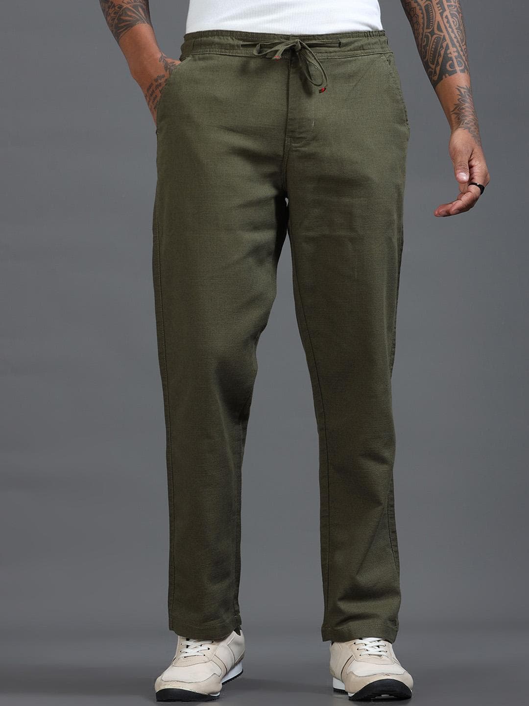 The Roadster Lifestyle Co Men Mid-Rise Loose Fit Trousers