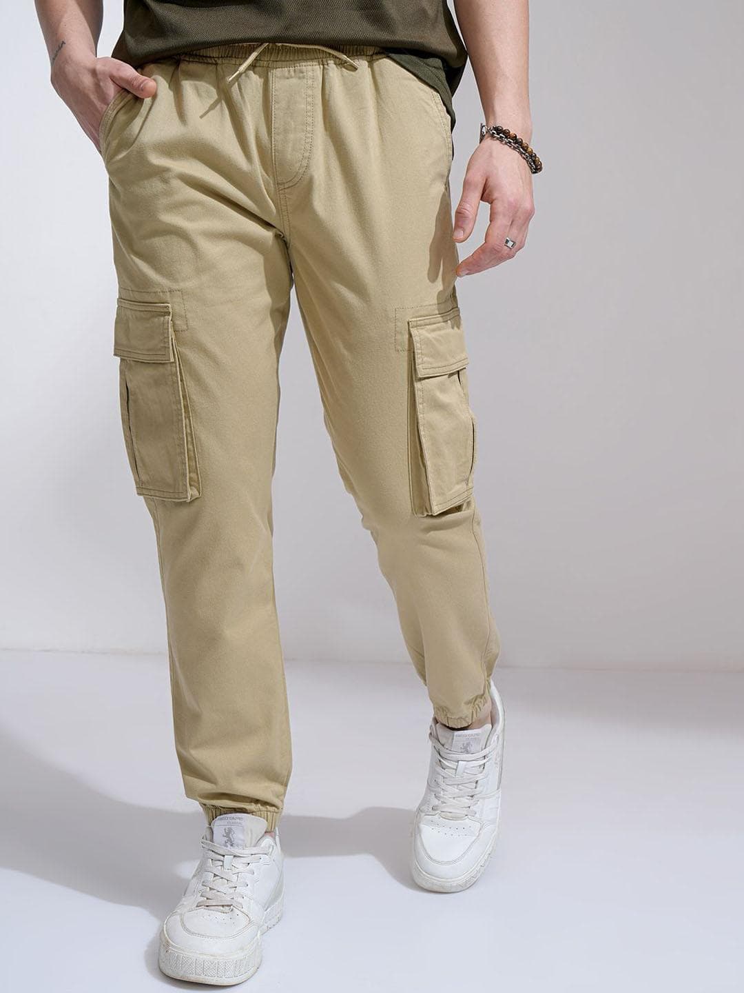 HIGHLANDER Men Slim Fit Joggers Cargo Pocket Trousers