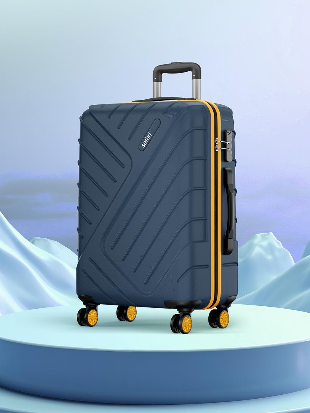 Buy Safari Accent Blue Hard Sided 8 Wheel Large Trolley Bag Suitcase 76cm - - Accessories for Unisex
