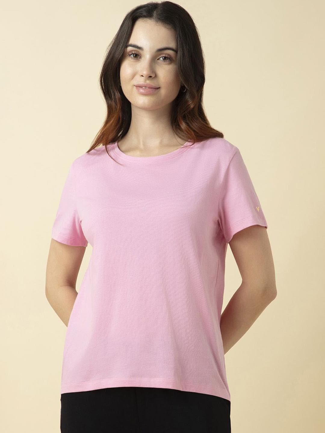 Buy Van Heusen Women Cotton Solid Relax Fit Lounge T Shirt - - Apparel for Women
