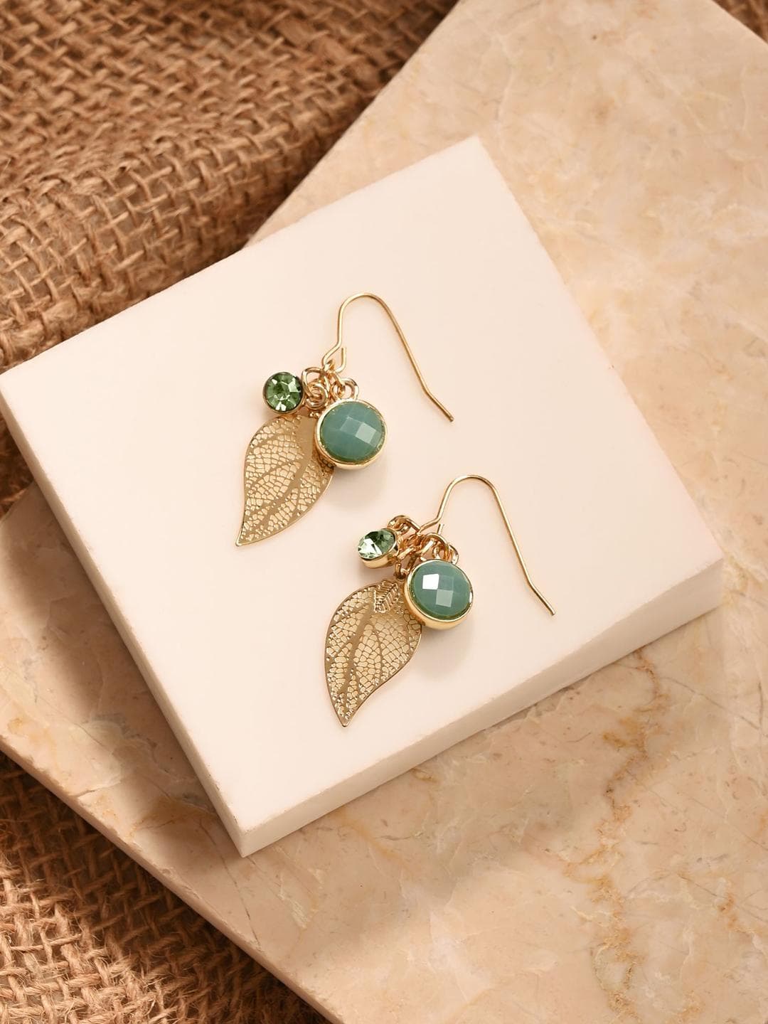 Buy Accessorize Leaf Shaped Crystals Drop Earrings - - Accessories for Women