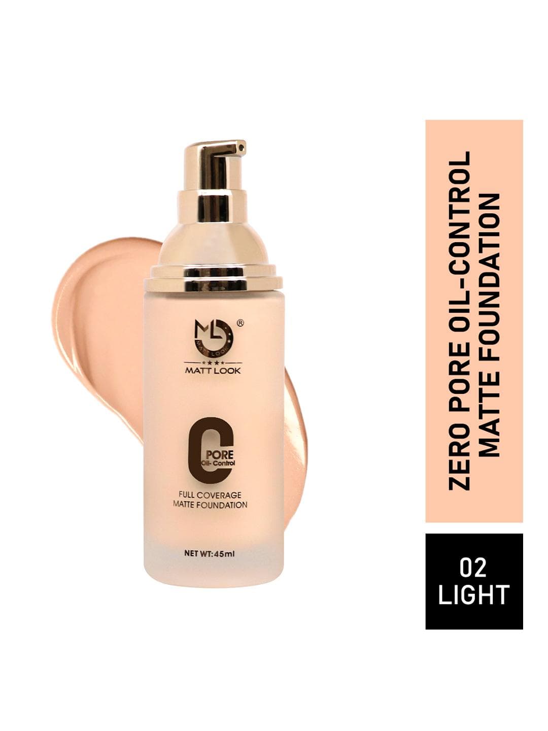 MATTLOOK Nude Zero Pore Oil Control Full Coverage Matte Foundation - Light 45 Ml