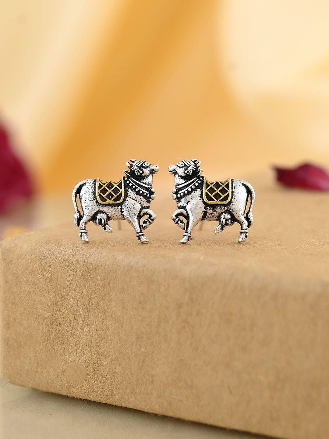 Qasbah Nandi Oxidised Two Tone Stud Earrings