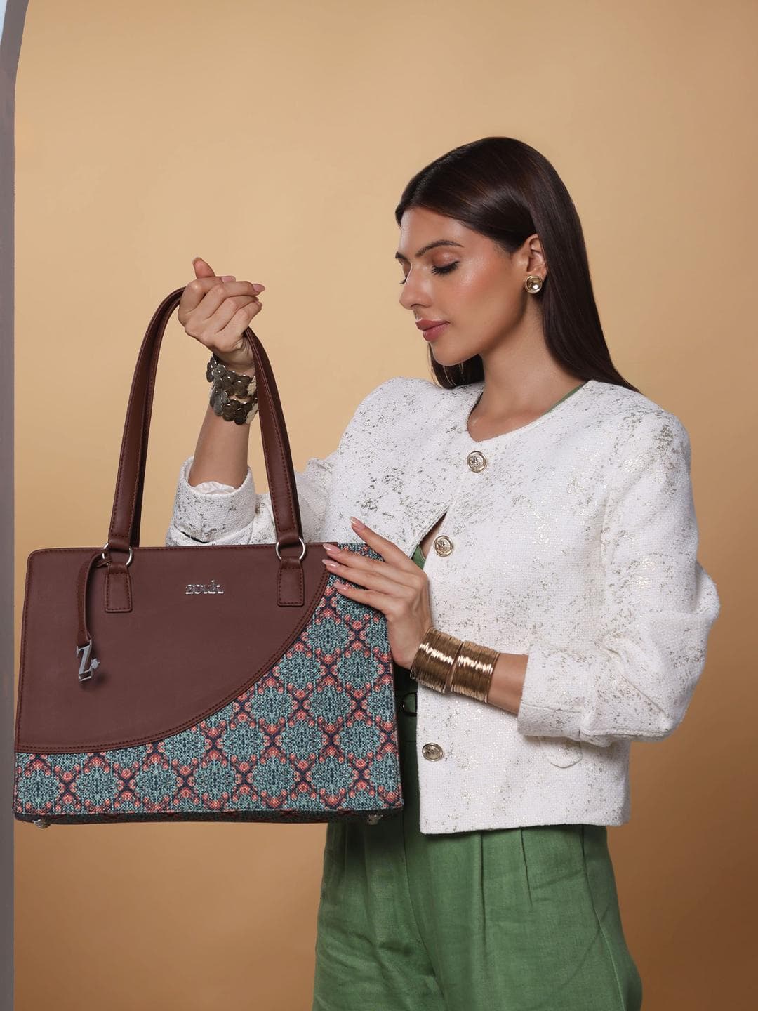 Buy ZOUK Women Ethnic Motifs Printed Structured Tote Bag Office Handbag - - Accessories for Women