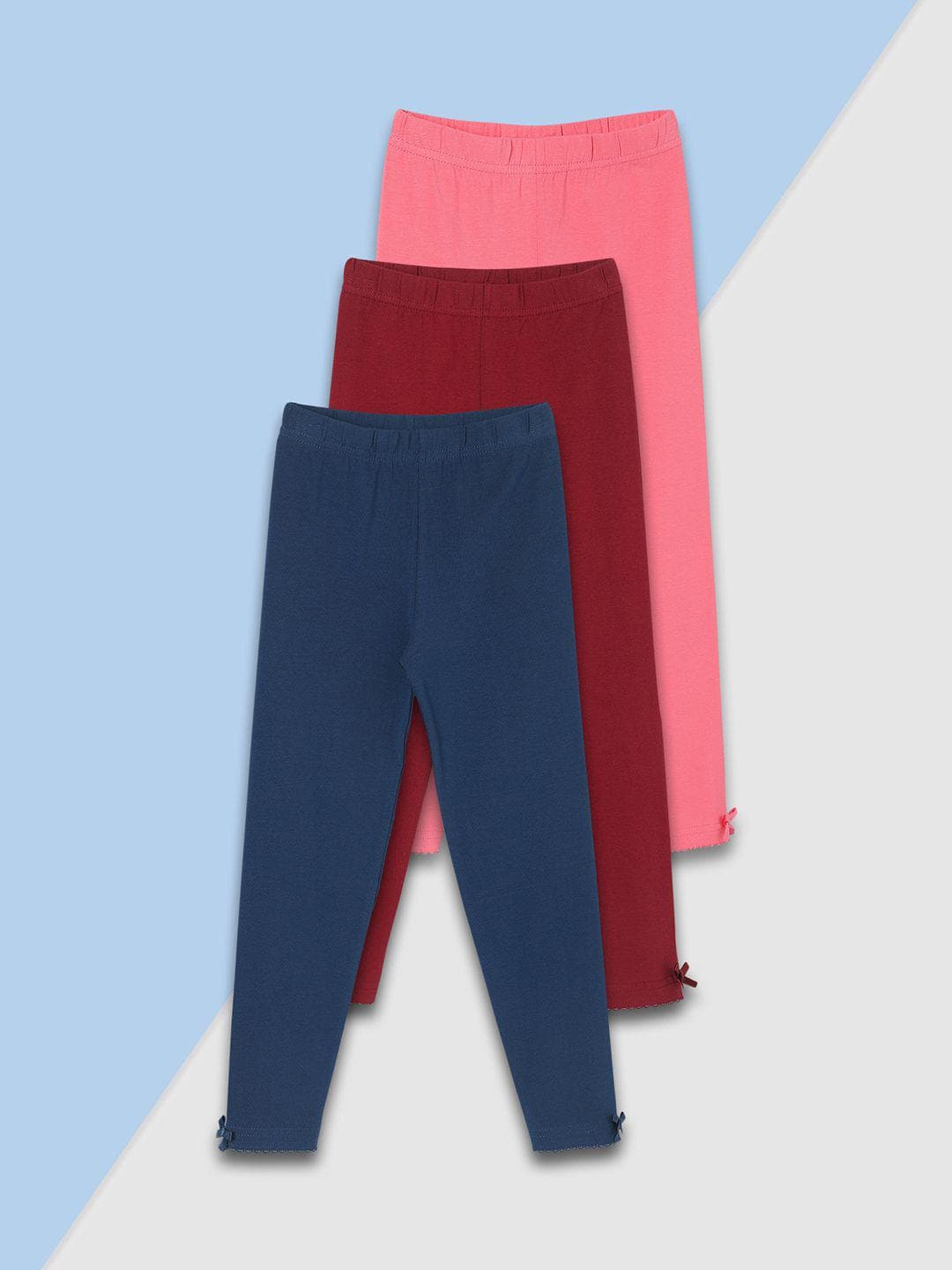 max Girls Pack of 3 Solid Full-Length Leggings