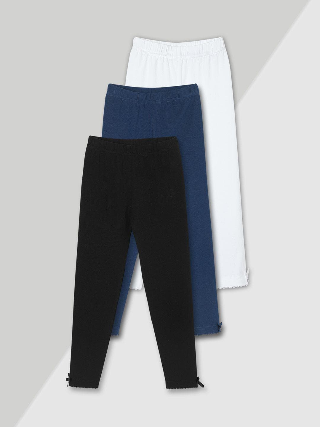 Max Girls Solid Full-Length Leggings - Pack of 3