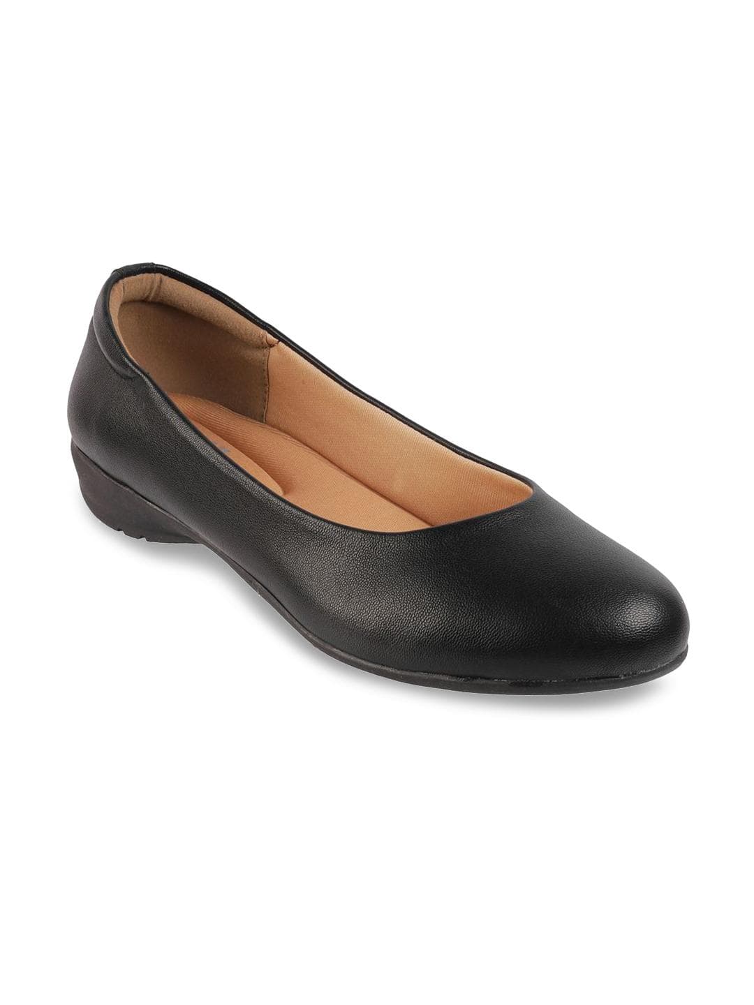 Buy Mochi Womens Black Round Toe Comfort Slip On Flat Ballerinas - - Footwear for Women