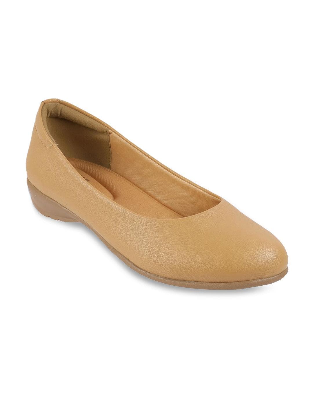 Buy Mochi Womens Beige Round Toe Comfort Flat Ballerinas - - Footwear for Women