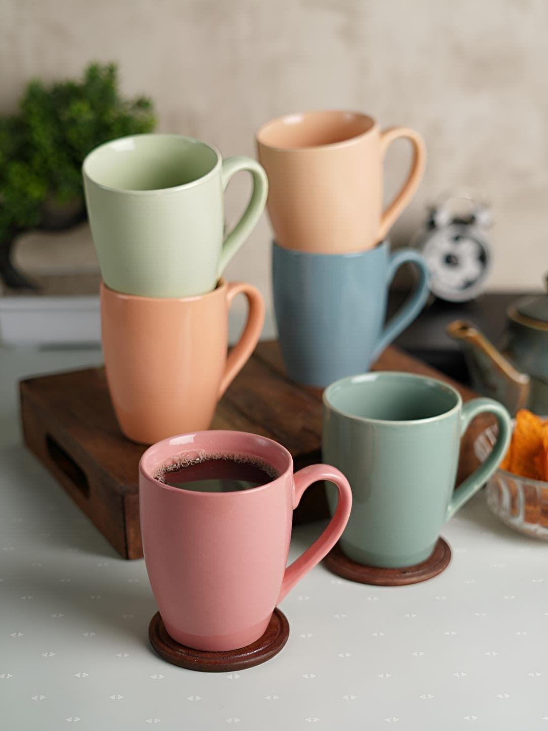 CDI Green Ceramic Handmade 6 Piece Mugs-300ml