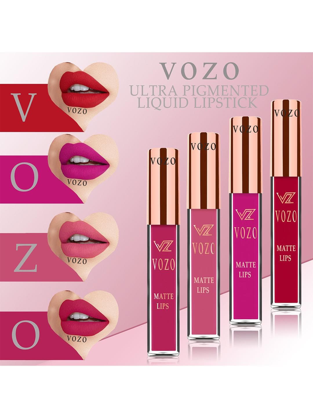 VOZO Set Of 4 Matte Lips Liquid Lipstick 4 ml Each Shade 104-202-203-204