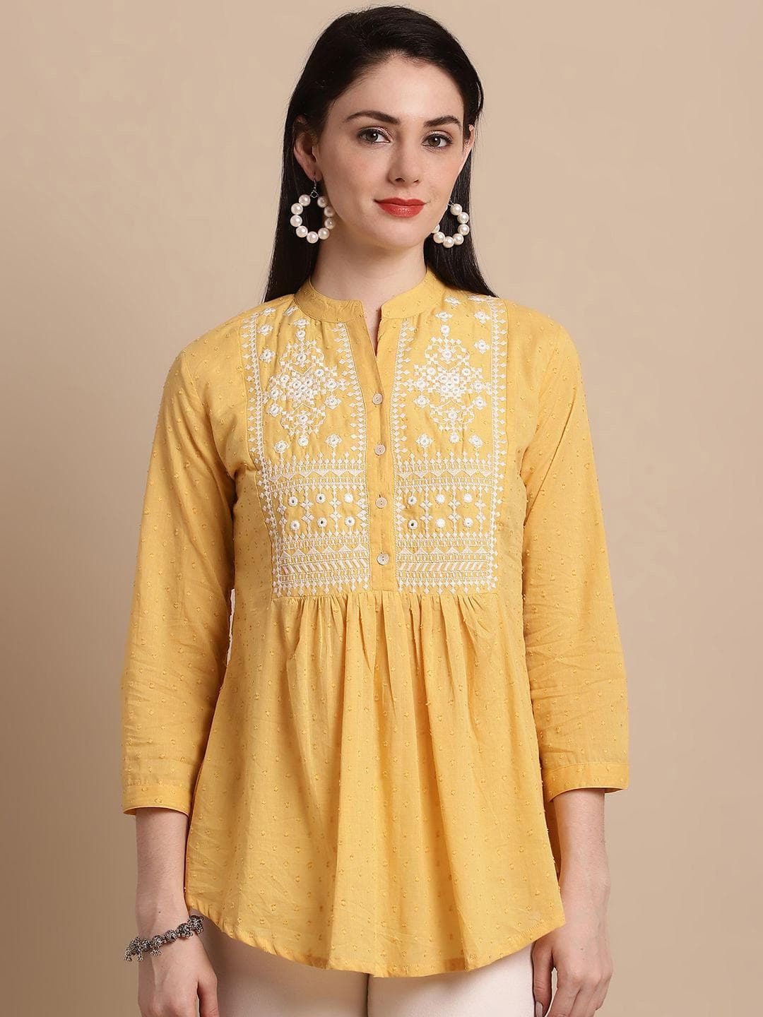 Pistaa Embroidered Pure Cotton Anarkali Kurti