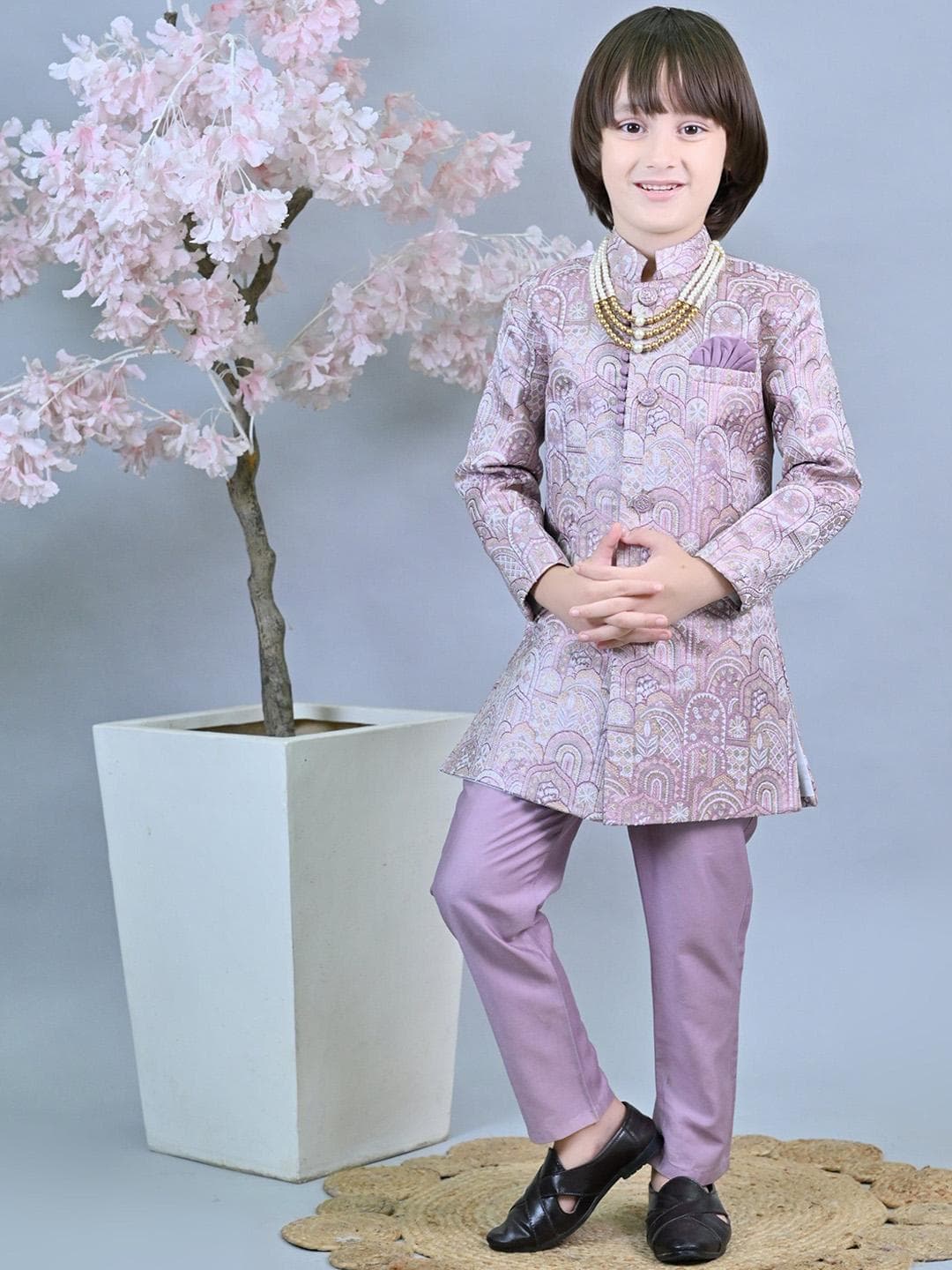 ahhaaaa Boys Embroidered Sherwani Set
