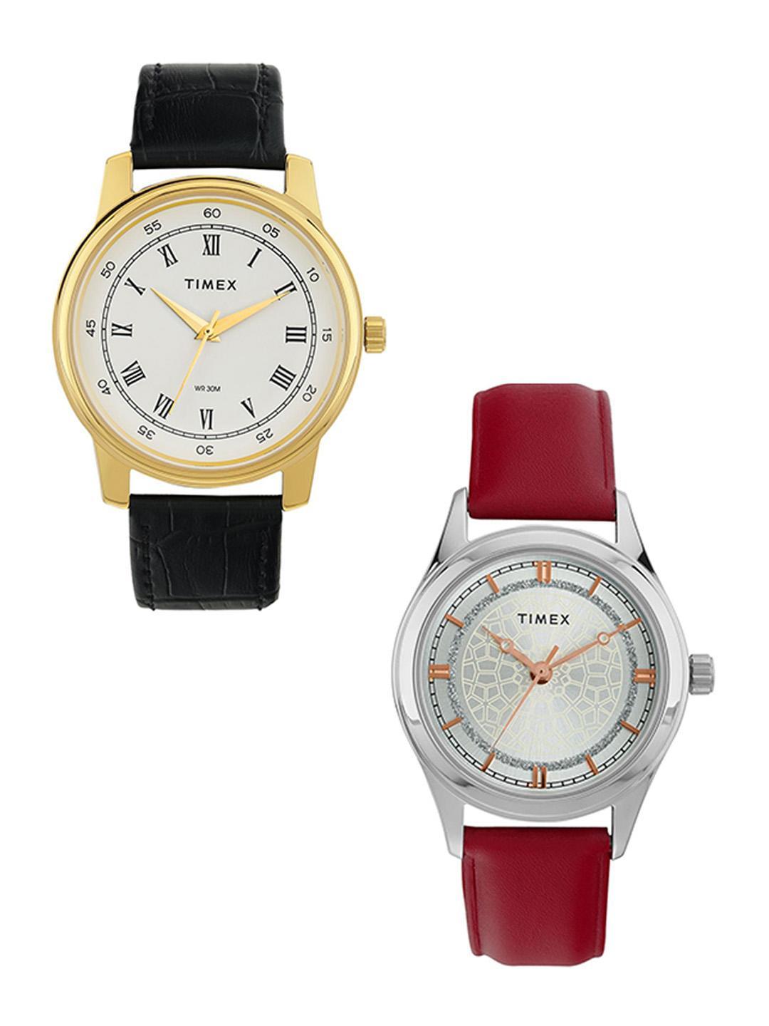 Buy Timex Round 21mm White Dial Analog Pair Watch TW00ZR350 - - Accessories for Unisex