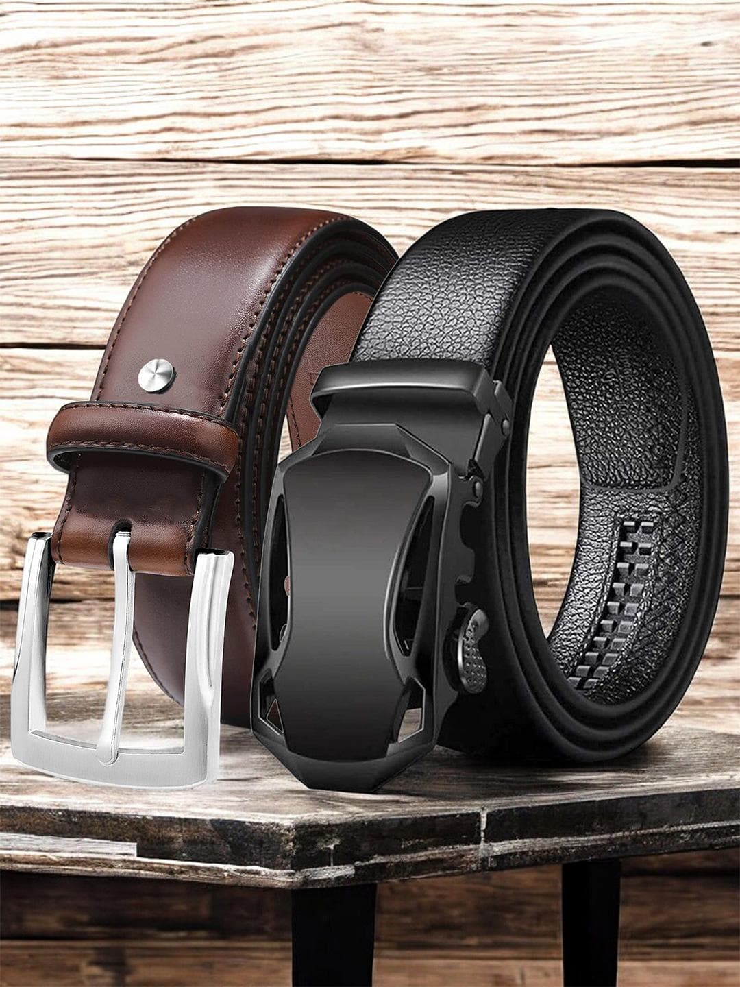 Buy The Roadster Lifestyle Co. Pack Of 2 Men Textured Formal Belts - - Accessories for Men