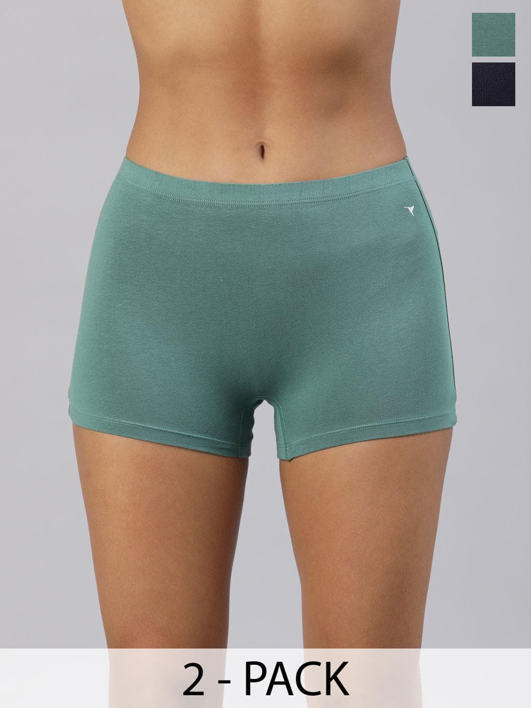 BLOSSOM Women Stretch Cotton High Coverage Mid Waist Boy Shorts_BOY SHORTS 2 PACK