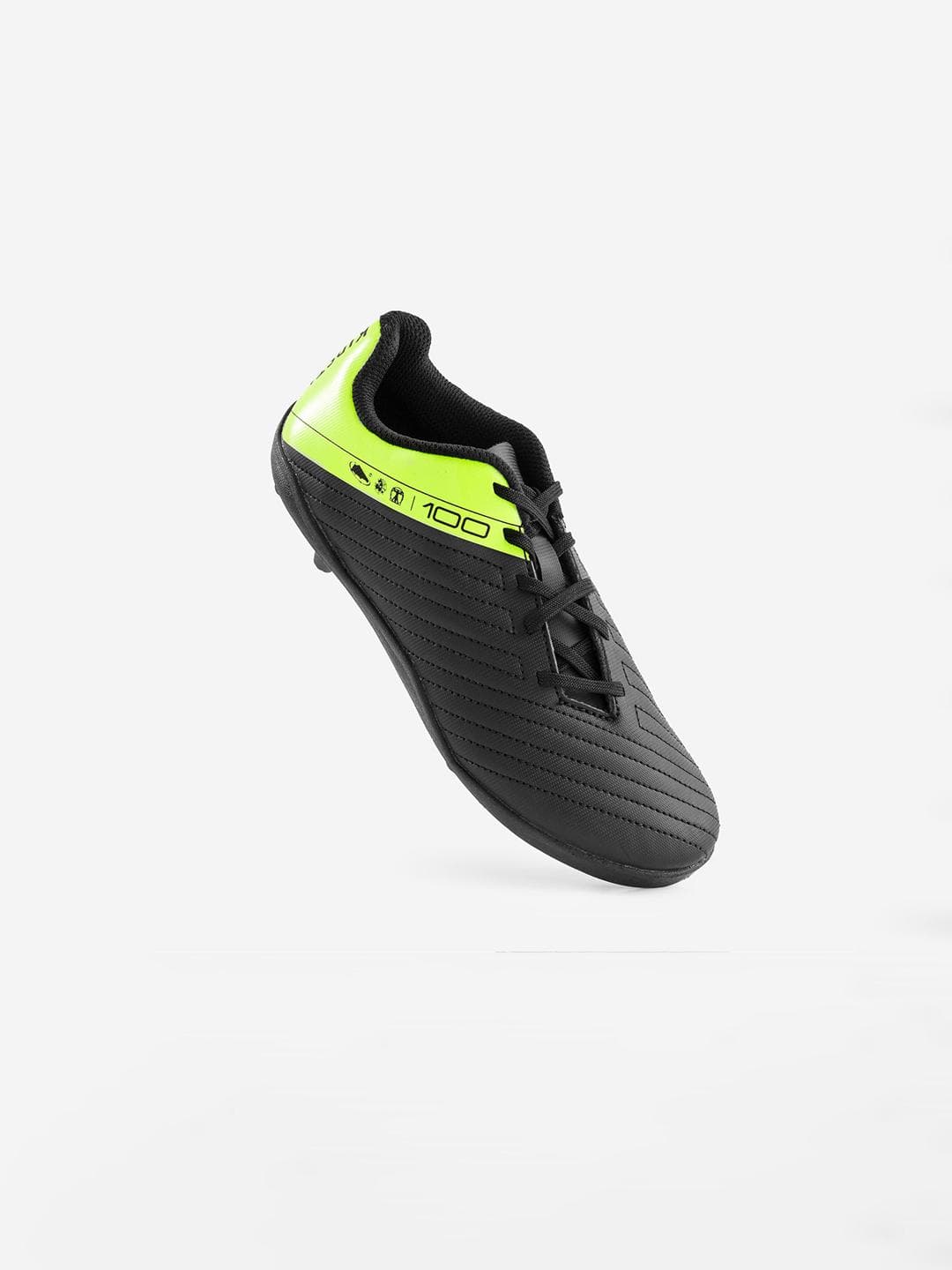 Decathlon Kipsta - Kids Black and Yellow Lace 100 Grass Ball Control Football Boots