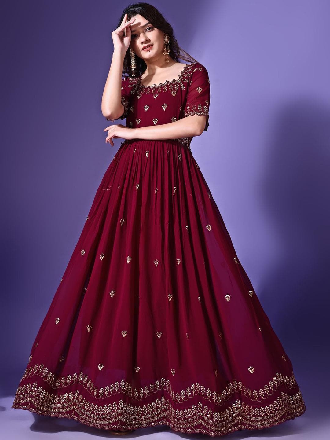 Buy KALINI Embroidered Fit & Flared Ethnic Dress - - Apparel for Women