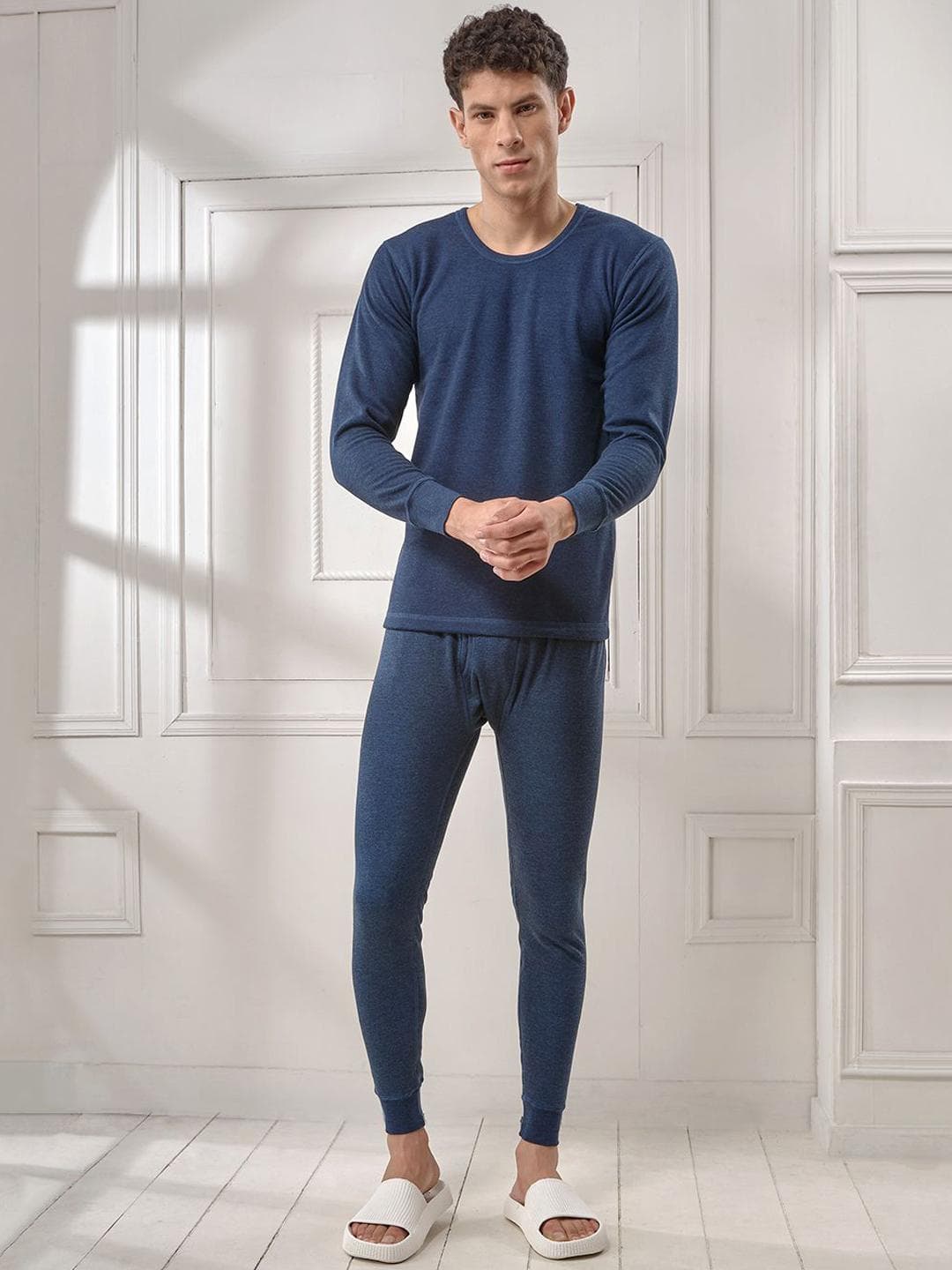 Buy INFERNO Men Polycotton Round Neck Inner Fleece Winter Thermal Top & Trouser Set - - Apparel for Men