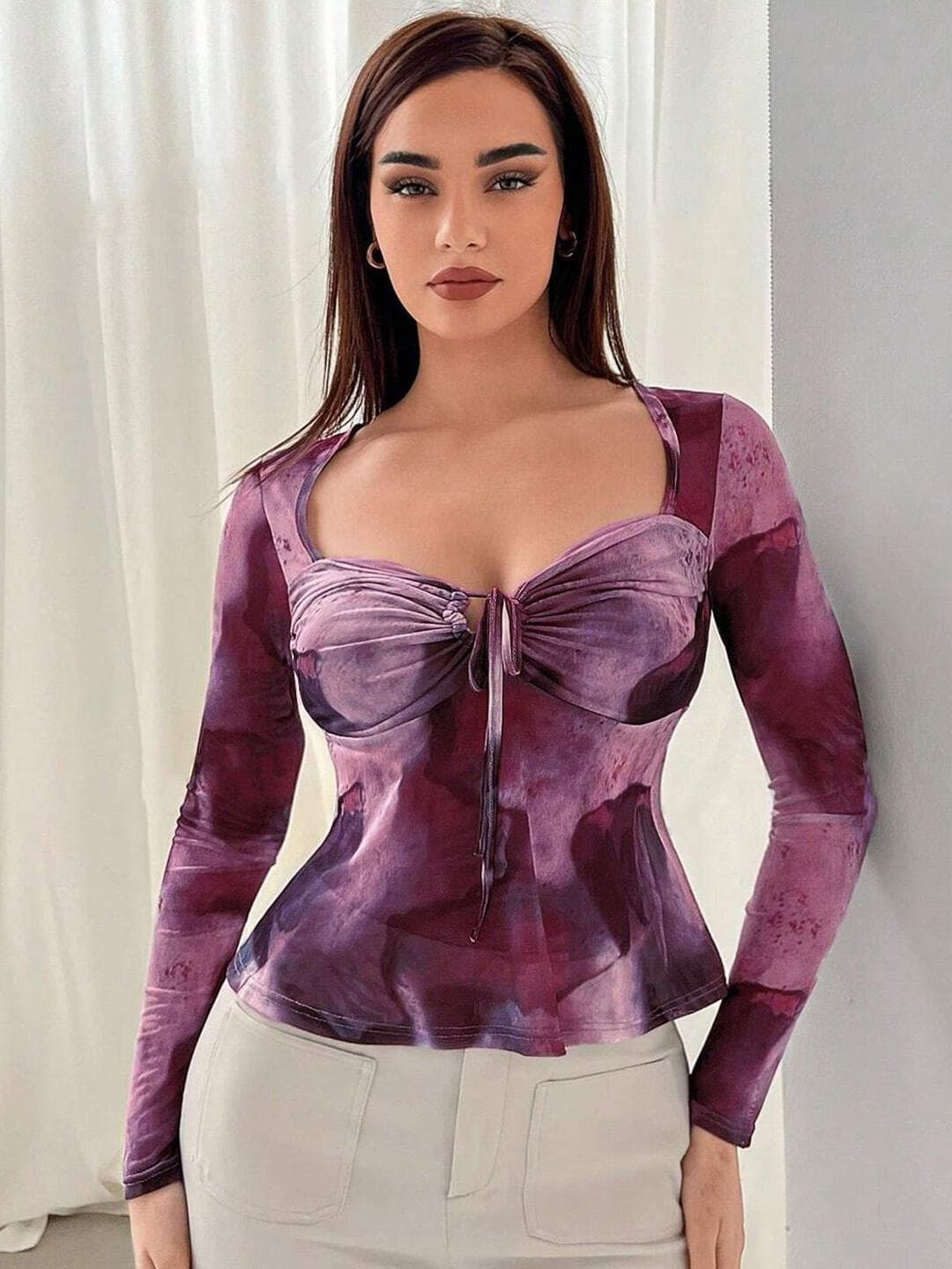 TANDUL Women Abstract Printed Sweetheart Neck Top