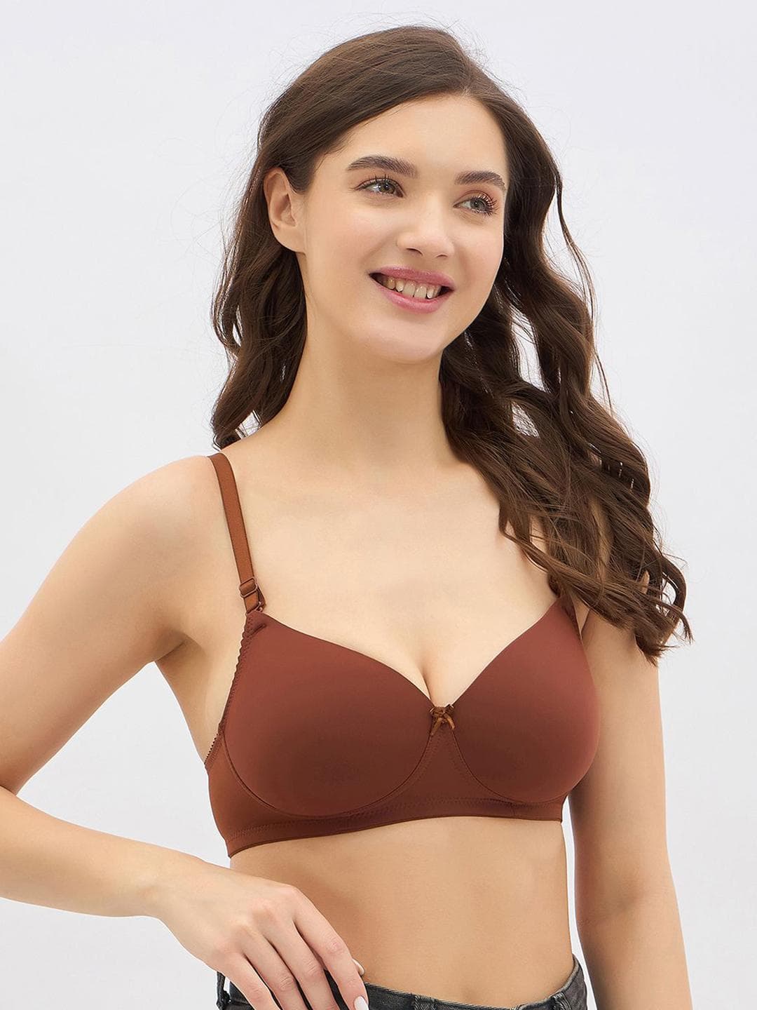 Buy Clovia Solid Full Coverage Lightly Padded Non Wired Regular T Shirt Bra - - Apparel for Women