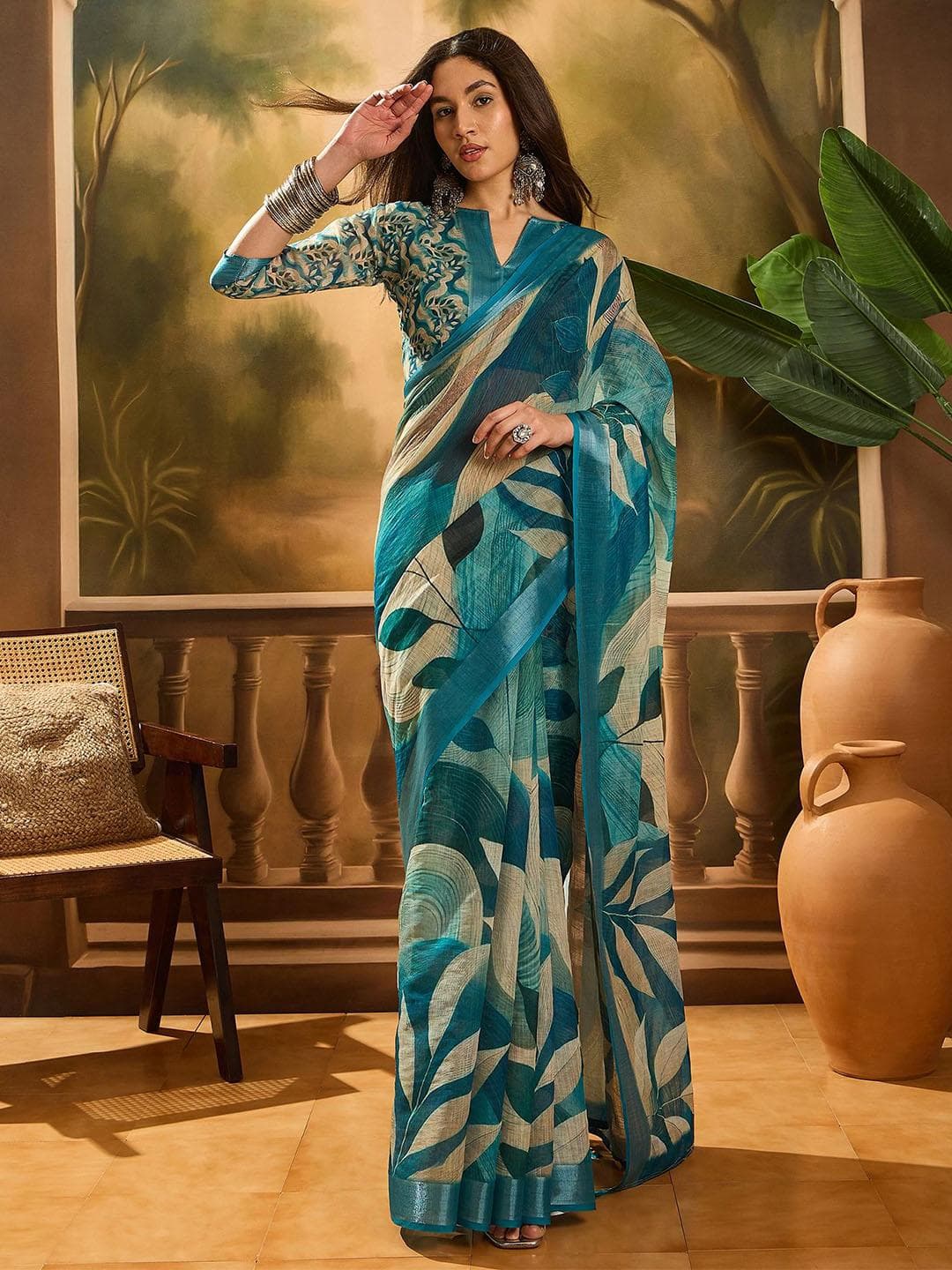 Sangria Floral Printed Saree