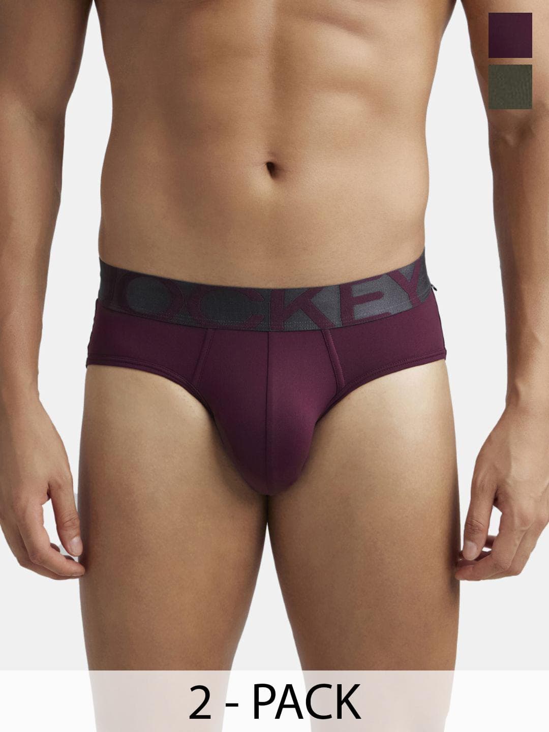 Buy Jockey Pack Of 2 Tactel Microfiber Elastane Solid Brief With Moisture Move Properties IC27 - - Apparel for Men