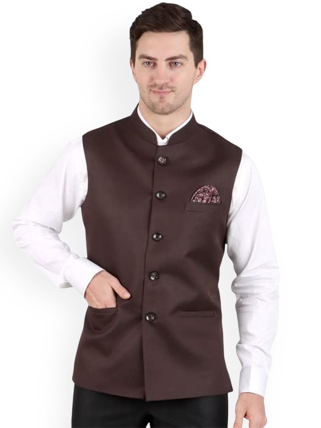 GRACYSHADE Mandarin Collar Cotton Nehru Jacket