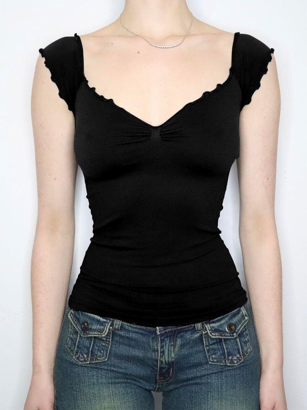 StyleCast Women Solid V-Neck Top