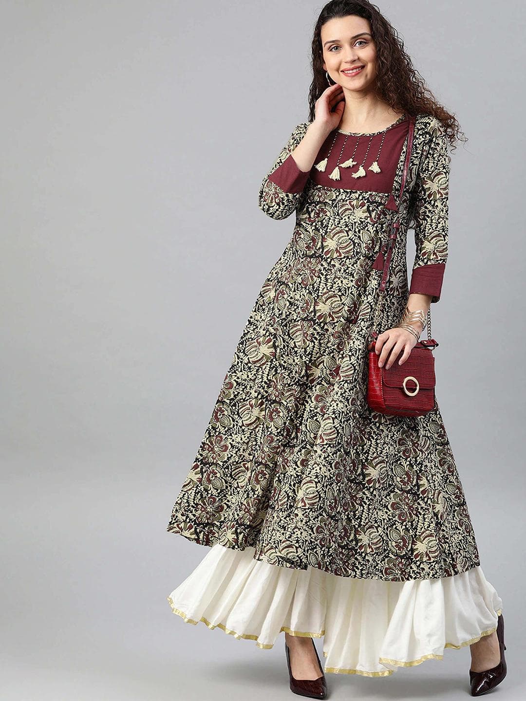 IKRASS Women Kalamkari Printed Anarkali Kurta