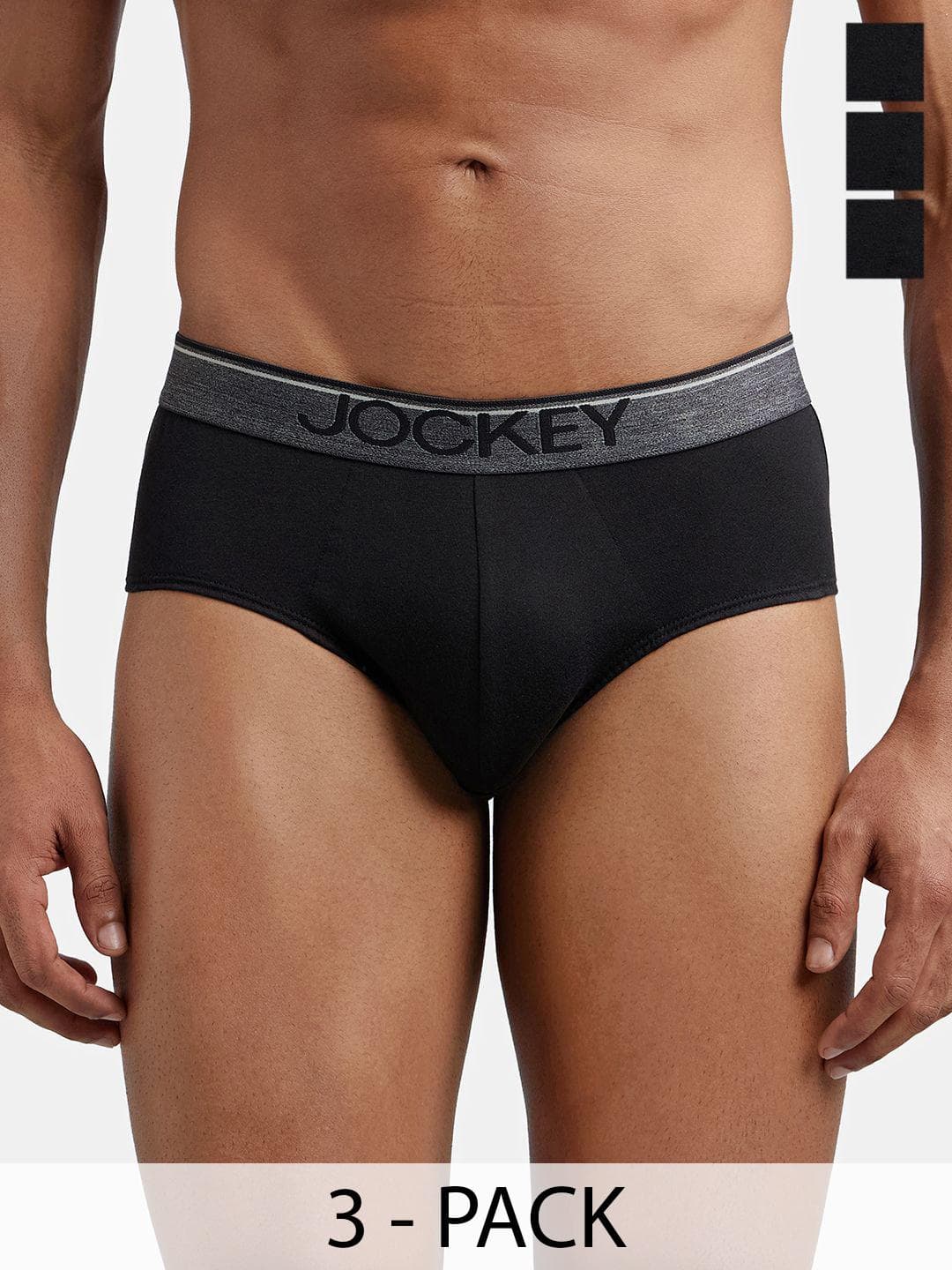 Buy Jockey Pack Of 3 Super Combed Cotton Solid Brief With Ultrasoft Waistband 8037 - - Apparel for Men