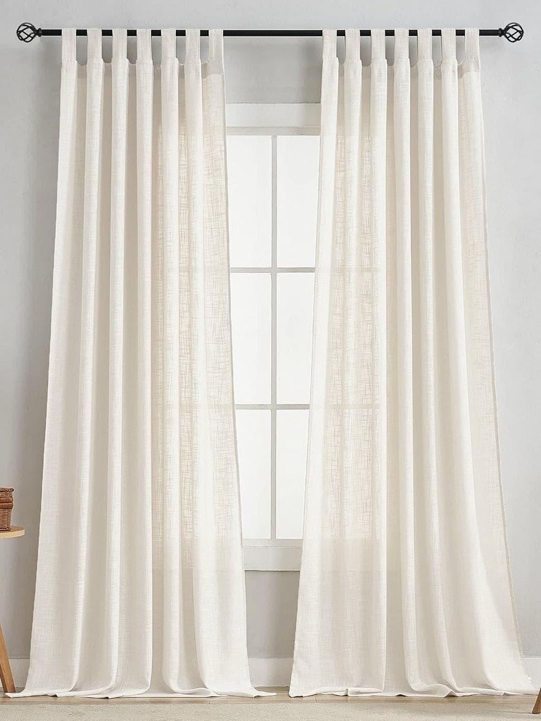 Buy HOMEMONDE White 2 Pieces Cotton Solid Tab Top Door Curtain - - Home for Unisex