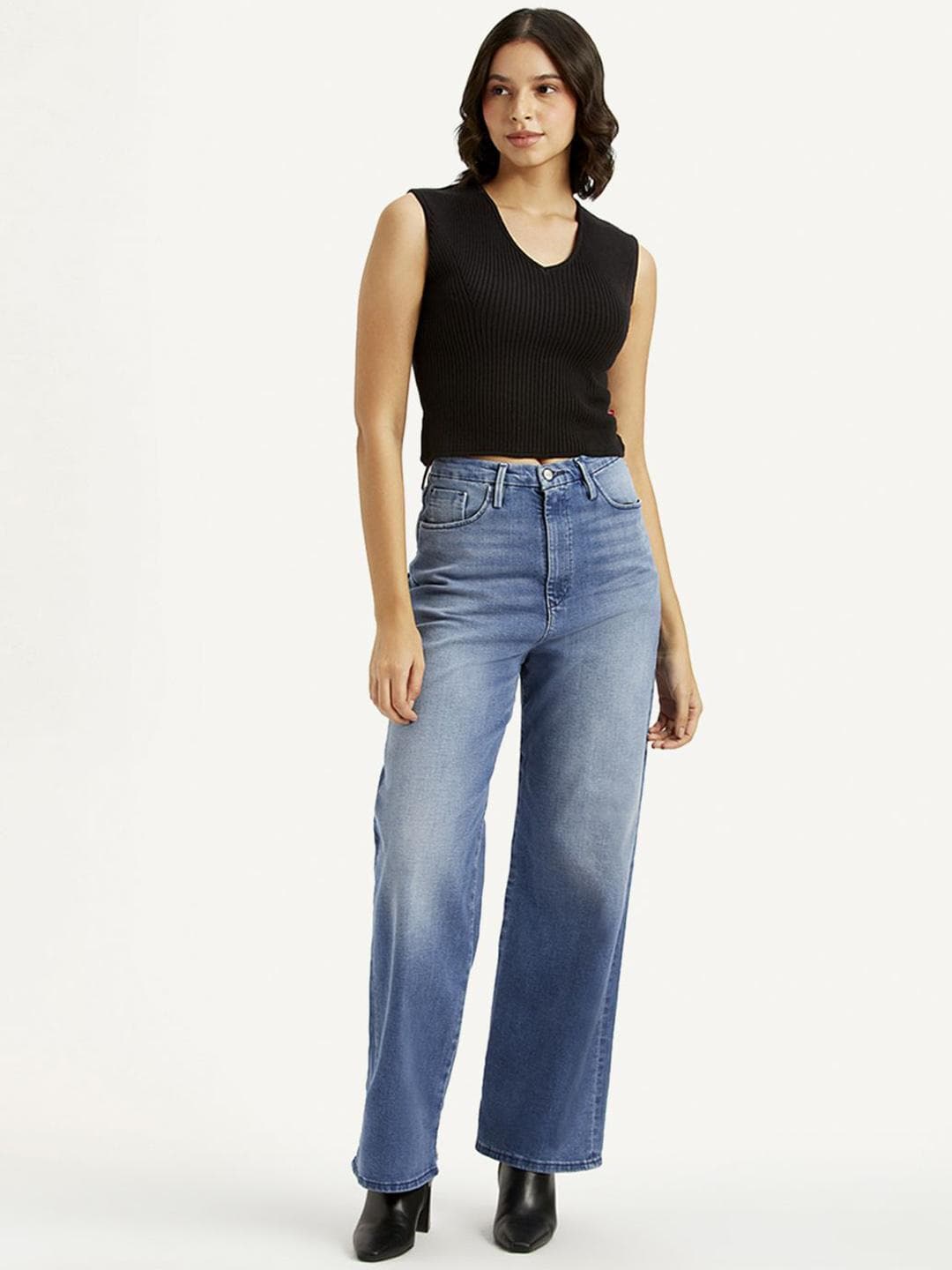 Levis Women's Blue Loose Fit High Rise Jeans