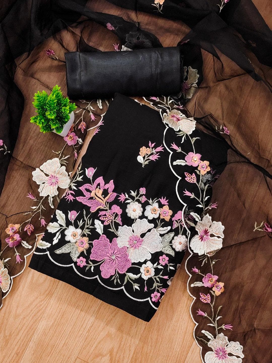 KALINI Embroidered Unstitched Dress Material