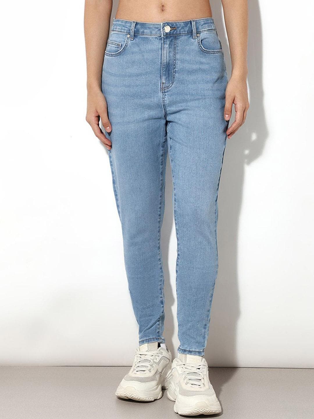 ONLY Women Skinny Fit Mid-Rise Heavy Fade Stretchable Jeans