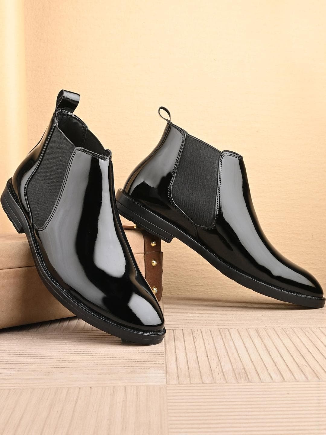 Buy Roadster Premium Black Shiny Chelsea Boots For Men Trendy & Versatile - - Footwear for Men
