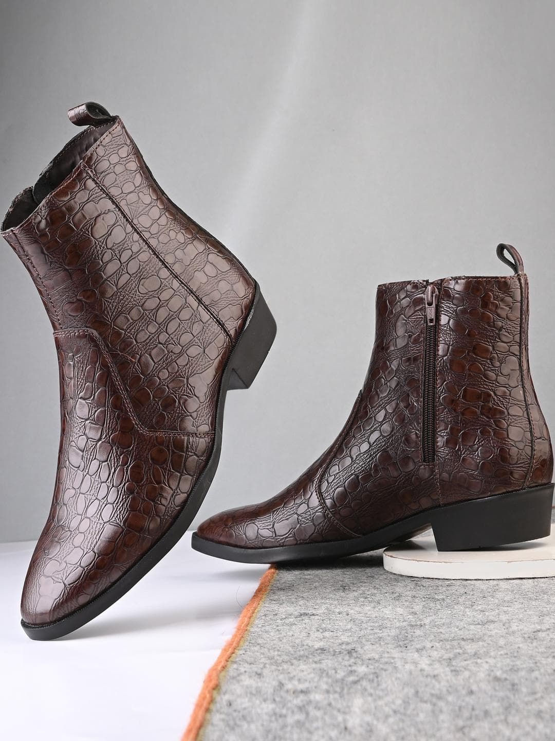 Men's Stylish Brown Synthetic Chelsea Boots
