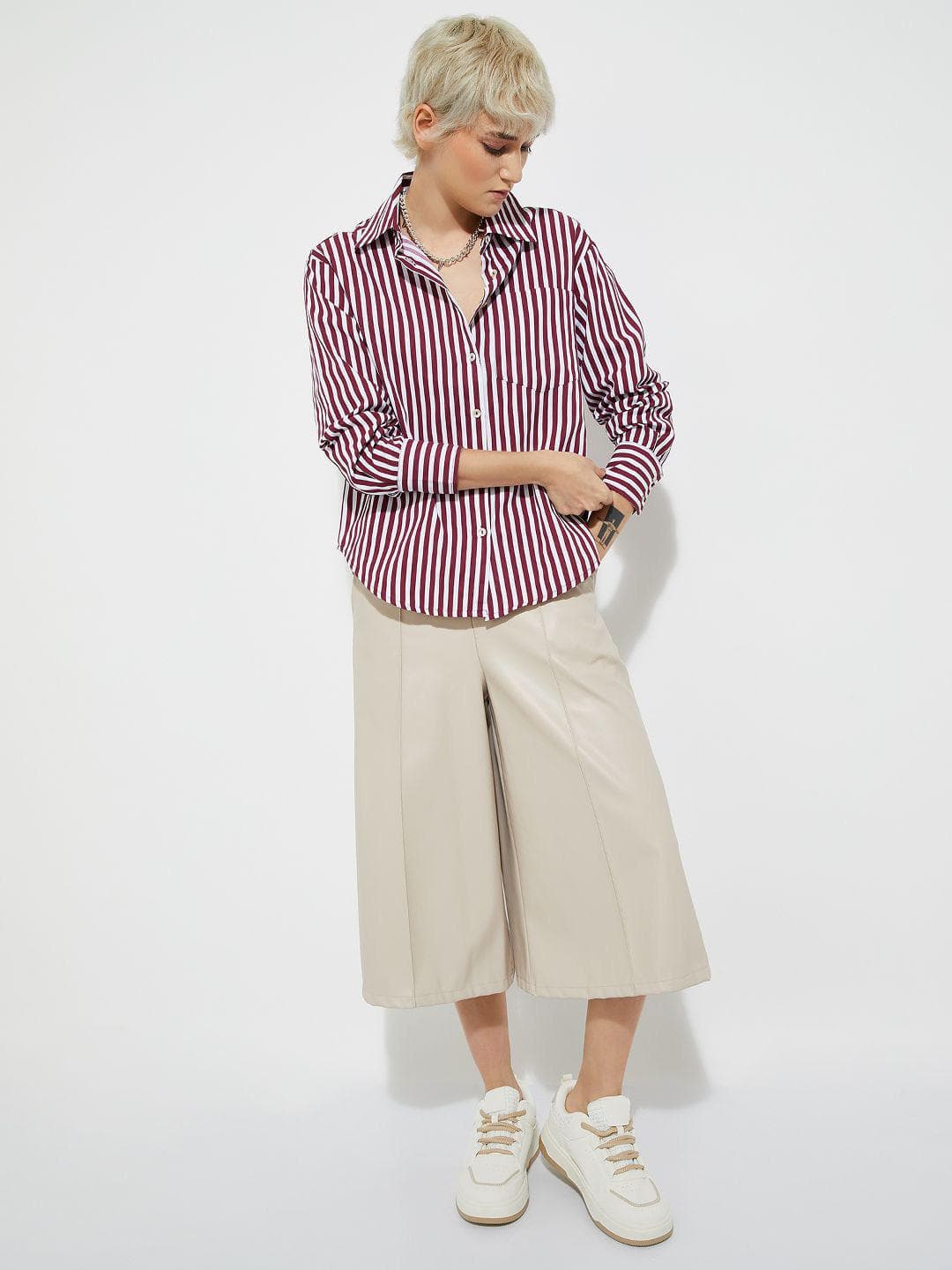 max Striped Spread Collar Long Sleeves Shirt